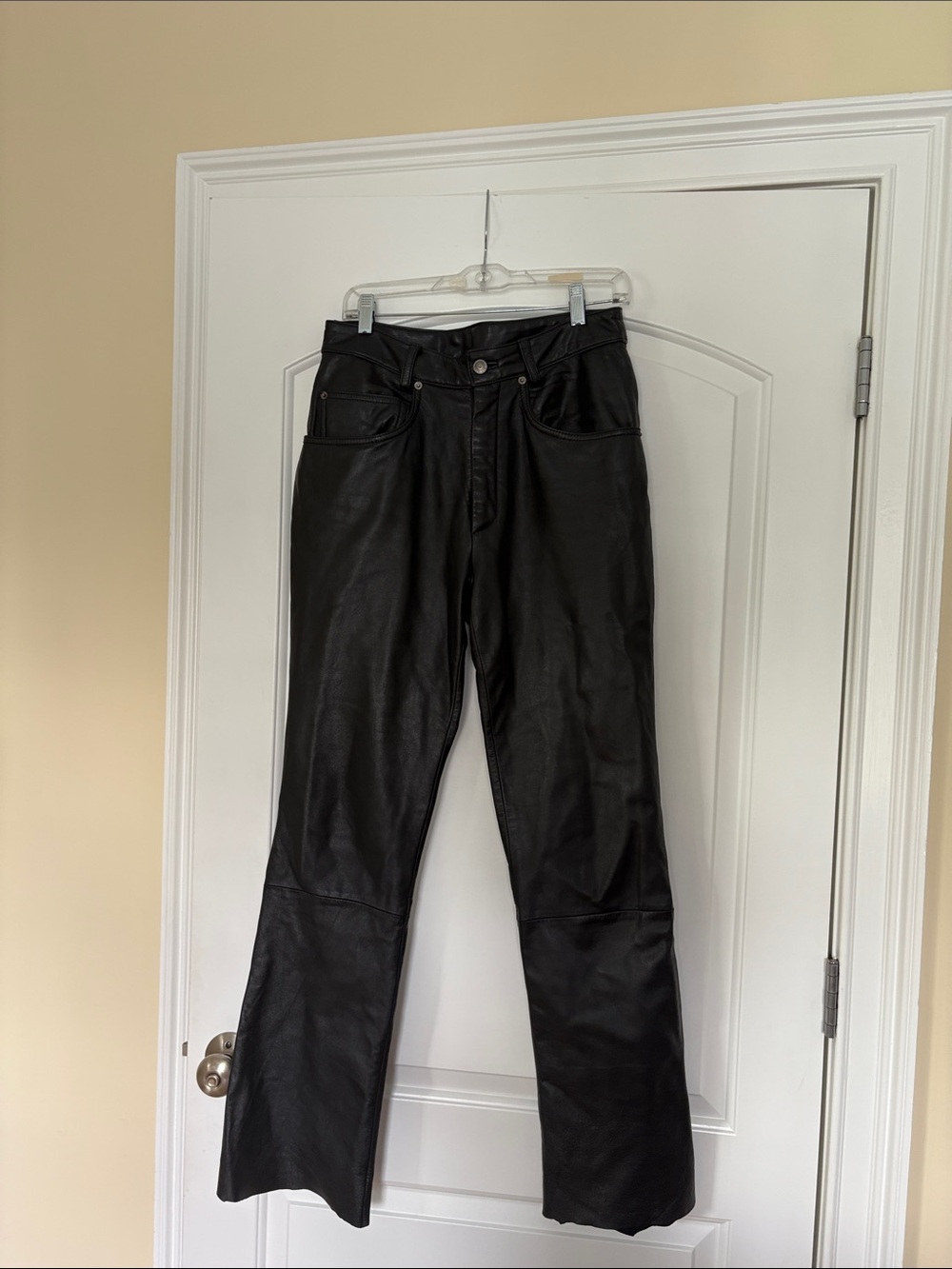 Black 100% Leather Women's Straight-Leg Jeans